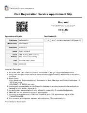 Civil Registration Service Appointment Slip .